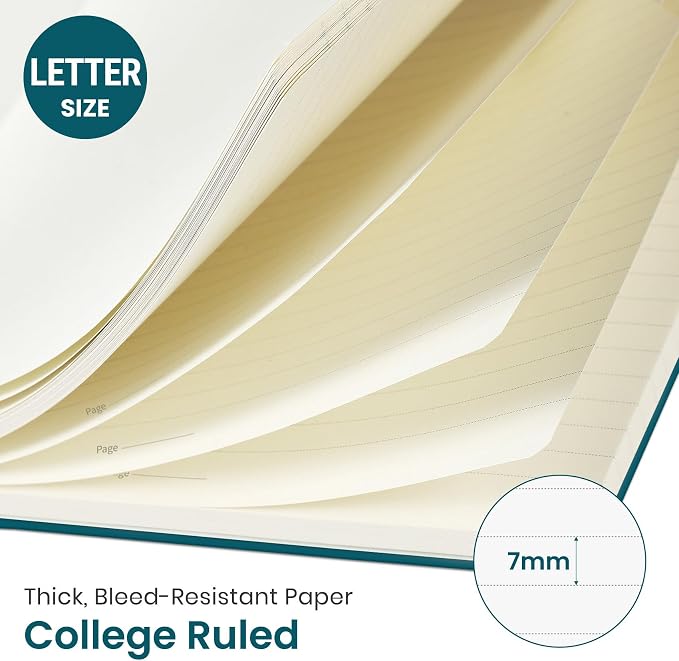 Taja Large Spiral Lined Notebook for Work, Journal for Women & Men