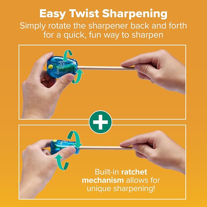Bostitch Office Pencil Sharpener, Manual, One Assorted Color, Twist-n-Sharp, Kids, Boys, Girls, Colored Pencils, 1 Pack | 1 Assorted Color, Adjustable for fine point or blunt tip. Easy to use, twist instead of crank. Works on any standard pencil.