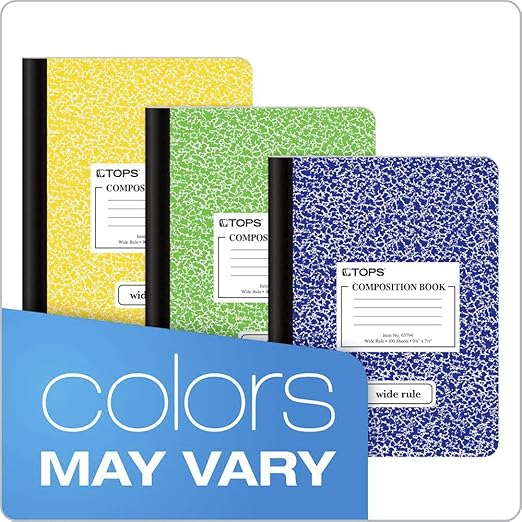 TOPS 63794 Composition Book w/Hard Cover, Legal/Wide, 9 3/4 x 7 1/2, White, 100 Sheets
