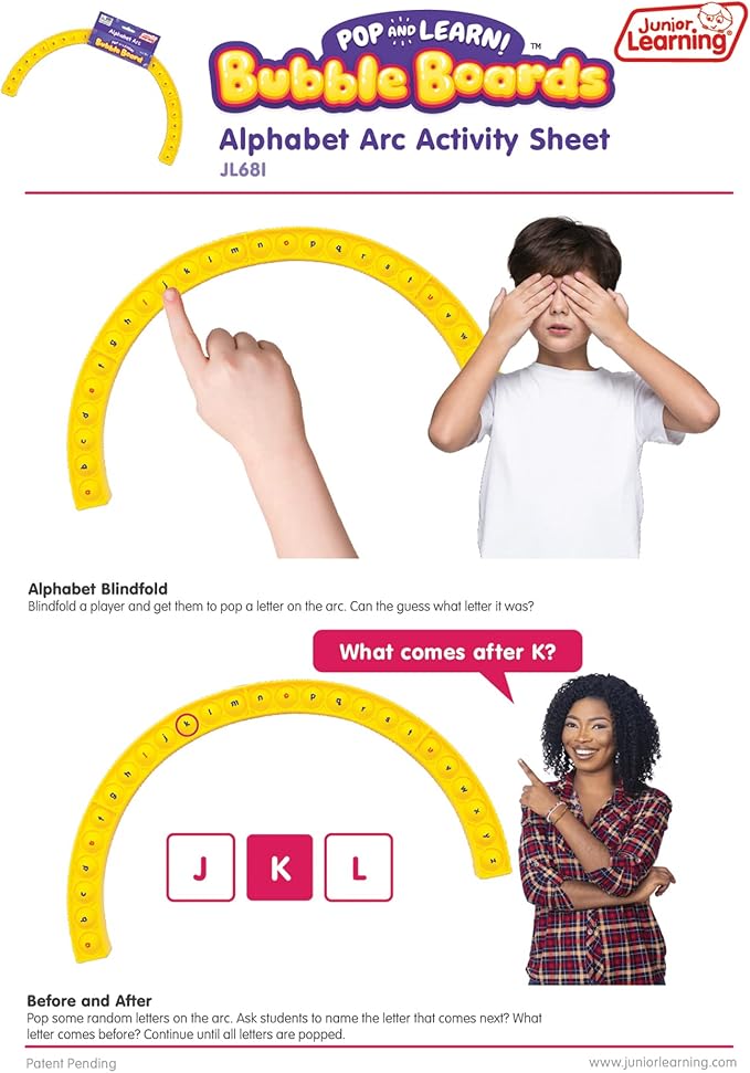 Junior Learning Alphabet Arc Bubble Board, Double-Sided, Ages 4-7, Letter Recognition, K-2