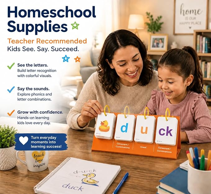 Alened Phonics Flash Cards for Kids 3-8, Sight Words Flash Cards for Kindergarten 1st 2nd 3rd Grade, CVC CVCC CCVC Word Builder, Homeschool & Classroom Phonics Learning Supplies