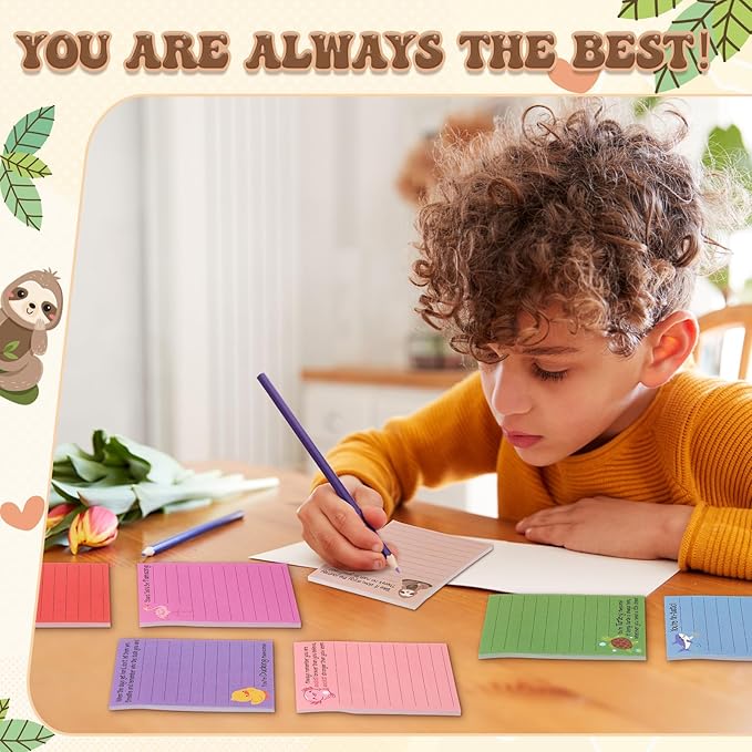 AmazingSpark 12 Pcs Cute Inspirational Sticky Notes, 4 * 3 Motivational Notepads Positive Emotional Support Gift Funny Lined Memo Note Pads for Office Desk Supplies Coworker Employee(Animals)