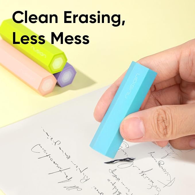 NUSIGN Pencil Erasers, 5 Pack, Soft Multicolor TPE Twistable Erasers for Kids