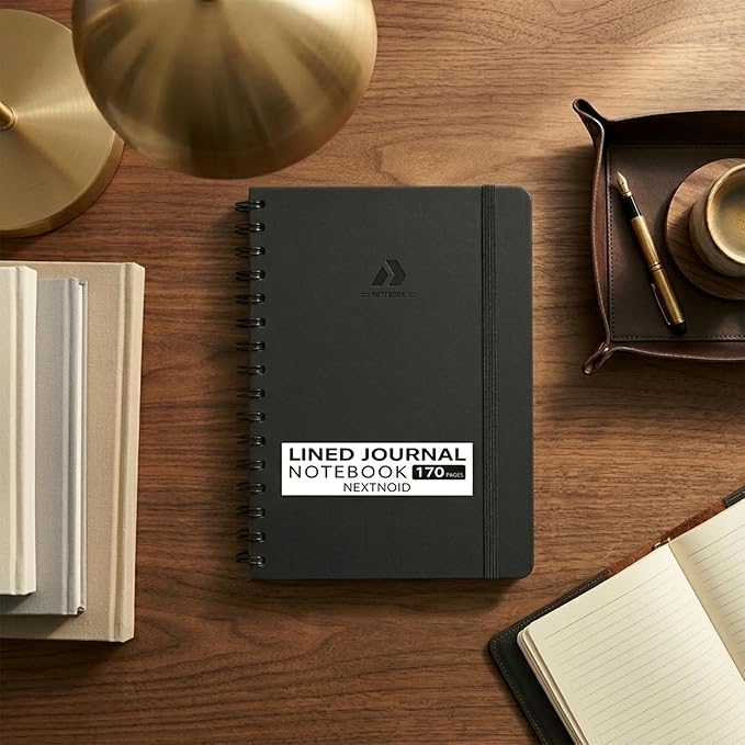 Hardcover Blank Journal Notebook For Women & Men - 170 Pages, Spiral Notebook for Sketch Book, Creative Writing, Drawing - A5 Grey