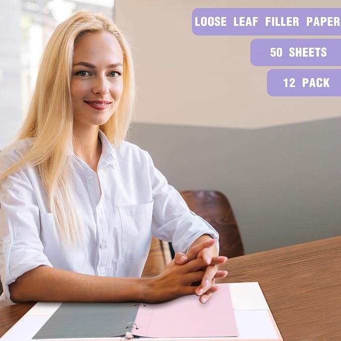 PerKoop 12 Pack 600 Sheets Loose Leaf Paper 8" x 10.5",Elegant Color