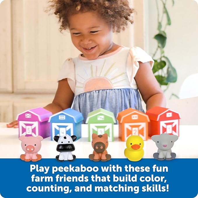 Learning Resources Peekaboo Learning Farm - Farm Animals for Toddlers, Educational Fine Motor Montessori Sets, Toddler Animal Toys, Counting, Sorting & Matching Barn Animal Toy, Little Animal Figures