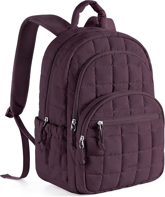 BAGSMART Travel Backpack for Women, 15.6" College Laptop Backpack, Grape | Fits 15.6" Laptop, Personal Carry-on Size with Trolley Sleeve, Quilted Style for College Nurse Teacher, Water-Resistant