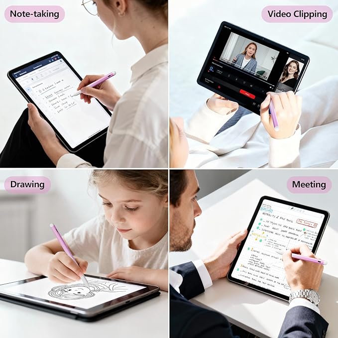 Stylus Pen for iPad 6th-11th Generation-2X Fast Charge Active Pencil Compatible with 2018-2026 Apple iPad Pro 11"/12.9"/M4, iPad Air 3/4/5/M2/M3/M4,iPad mini 5/6/7 Gen-Gradient White Pink