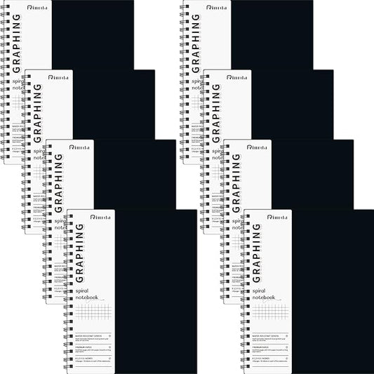 Graph Paper Notebook Spiral Notebook 8.5" x 11" 8 Pack Grid Paper Notebook Graph notebook Engineering notebook 120 Pages 100 GSM Thick Graphing Paper Notebook Hardcover Journal for School