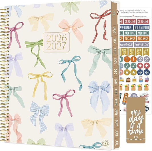 bloom daily planners 2026-2027 Planner (8.5” x 11") 13 Month Academic Year Organizer (July 2026 - July 2027) - Weekly & Monthly Agenda Book with Stickers & Tabs - Bows