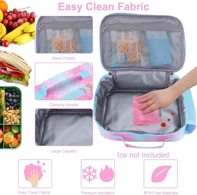 RHCPFOVR Kids Lunch Bag - Insulated Lunch Box for Boys Girls,Washable Lunch Bag and Reusable Toddler Leak-proof Lunchbox for School and Daycare