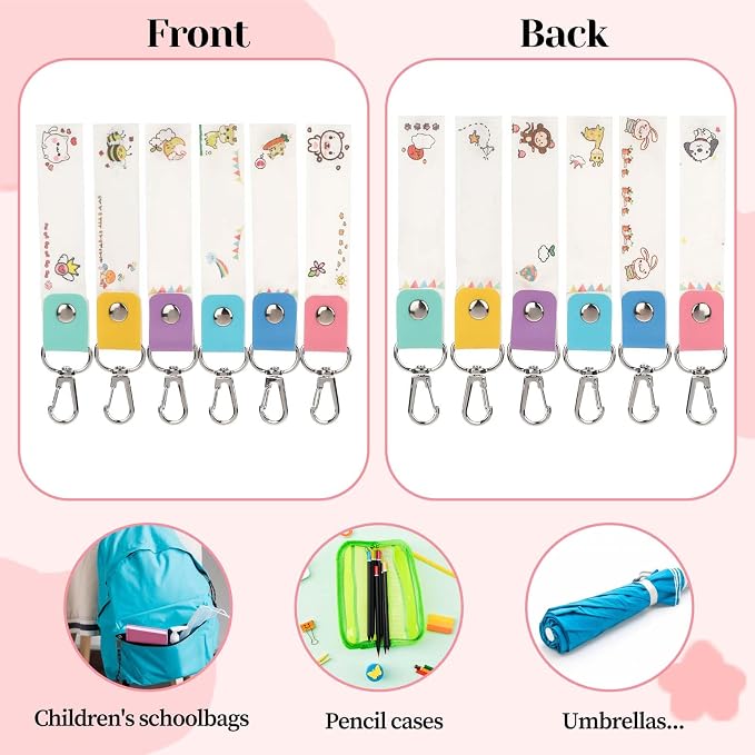 6 Pcs Personalized Name Tag Hooks for Kids Child ID Tags Backpack Name Tag Daycare Name Label Hooks for Backpacks Water Bottle (Cute Style)