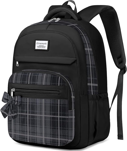School Backpack for Teen Girls: Cute Bookbags Middle High School College Casual Back Pack 15.6 inch Laptop Backpacks Vintage Bags Women Travel Daypacks Mochilas Escolares Black