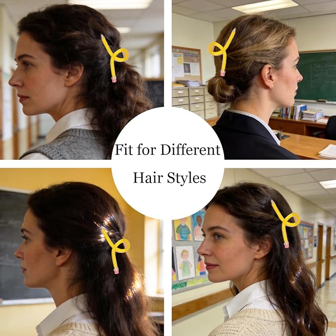 Pencil Hair Clips, Teacher Hair Clips 3Pcs Teacher Appreciation Gifts Teachers Hair Accessories for Women Fun Metal Claw Clips for Back to School Students and Teachers