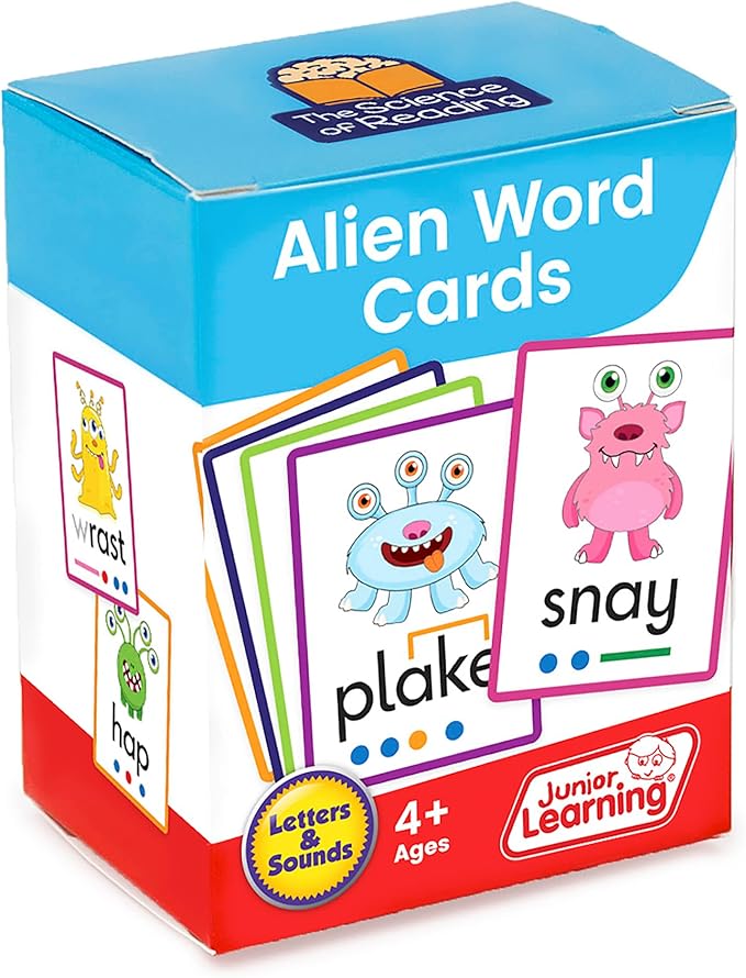 Alien Word Flashcards: Junior Learning, The Science of Reading Supplementary Resources, for Classroom or Home School use, for Ages 4+, Grade Pre-K