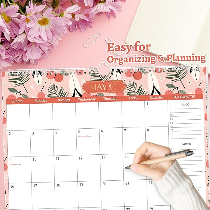 GuassLee Wall Calendar 2026-2027, School Year Calendar from Jun. 2026 to Dec. 2027, 19-Month Paper Wall Calendar with To-Do List and Notes for Office School Home Teacher Planning, 14” x 11.5”