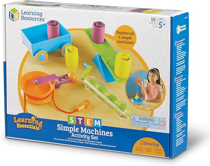 Learning Resources STEM Simple Machines Activity Set - STEM Engineering Kits for Kids, Simple Machines Kit for Classroom, Pulley Machine, Engineering Activities, Force and Motion Science Kit