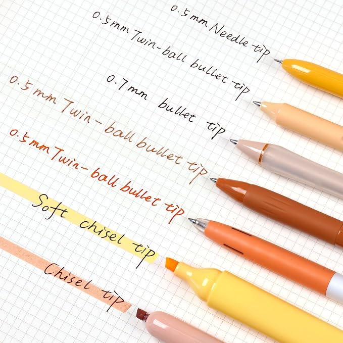 WRITECH Gel Pens Journaling Highlighters: 0.5 &0.7mm Orange Journal Set 7ct