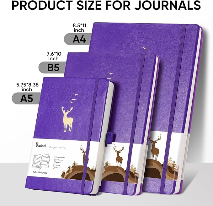 College Ruled Journal Notebook- 312 Pages A4 Softcover Large Journal, 100GSM Thick Paper, Leather Journal for Women Men Work School, 8.5''×11''-Purple