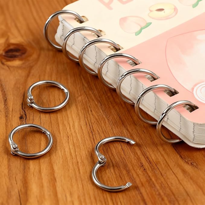 50 Pcs Loose Leaf Binder Rings Small Binder Rings for Index Cards Metal Mini Book Ring Key Ring Clips for Paper Binding Flash Card Notebook Office Silver 0.79 Inch