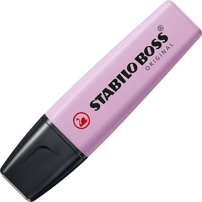 STABILO - BOSS ORIGINAL Pastel - Highlighter - Pack of 4 - Hint of Mint, Pink Blush, Lilac Haze, Touch of Turquoise