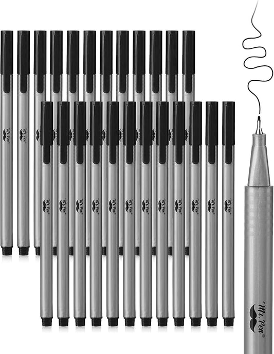 Mr. Pen- Black Fineliner Pens, 24 Pack, 0.4mm Fine Point, Smooth Bible Journaling Pens Bulk for Note-Taking, Sketching, Planning, Art Projects, Small Detailing, Fine-Ink Drawings, School Supplies