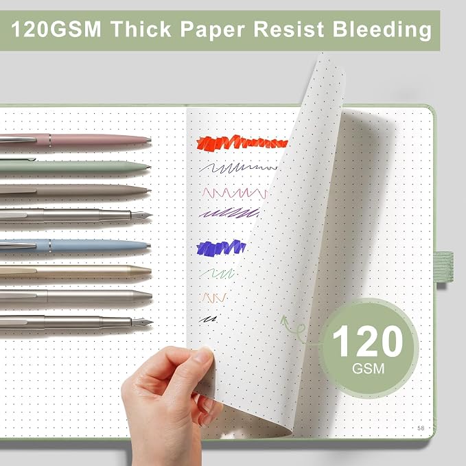 AHGXG Dotted Journal Notebook, 160 Numbered Pages, A5 Size (5.7'' x 8.3'')