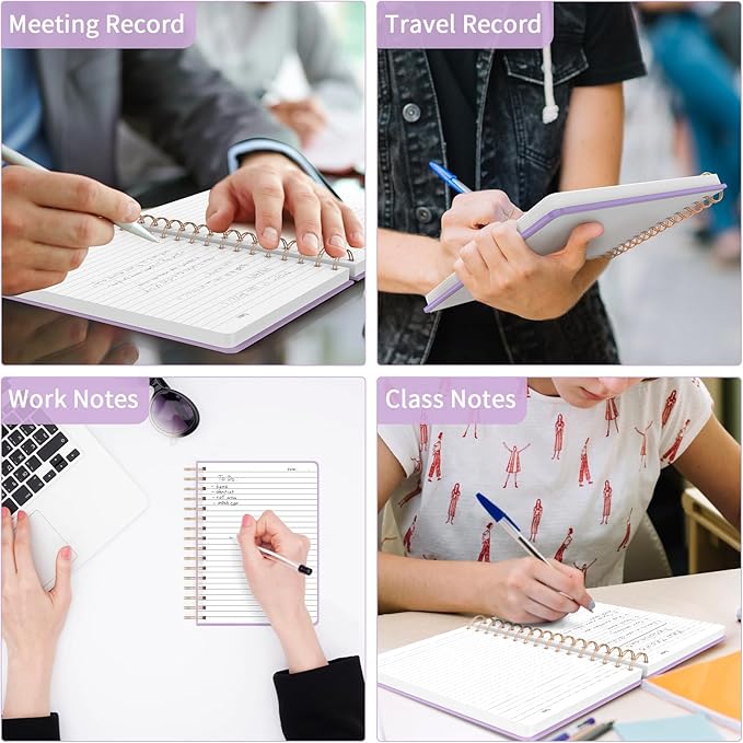 Forvencer A4 Lined Spiral Journal Notebook with 300 Numbered Pages, 11" X 8.5" Thick Journals for Writing with 100GSM Paper, Hardcover Notebooks with Contents for Work, School, Purple