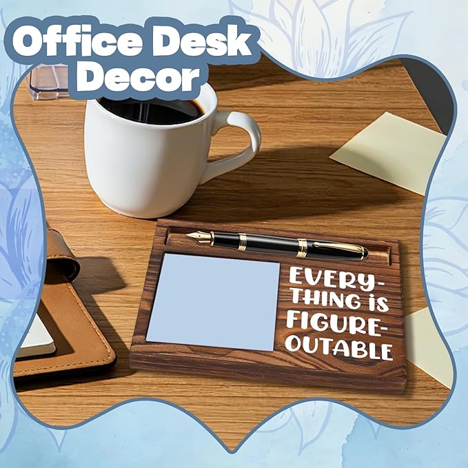 FOUGSTA Funny Office Gifts for Coworker, Gag Office Gifts for Coworker, Funny Desk Decor Gift for Coworker,Wooden Notepad Pen Holder With Funny Quotes,16.5 x 12 x 1.5 cm,XXN11