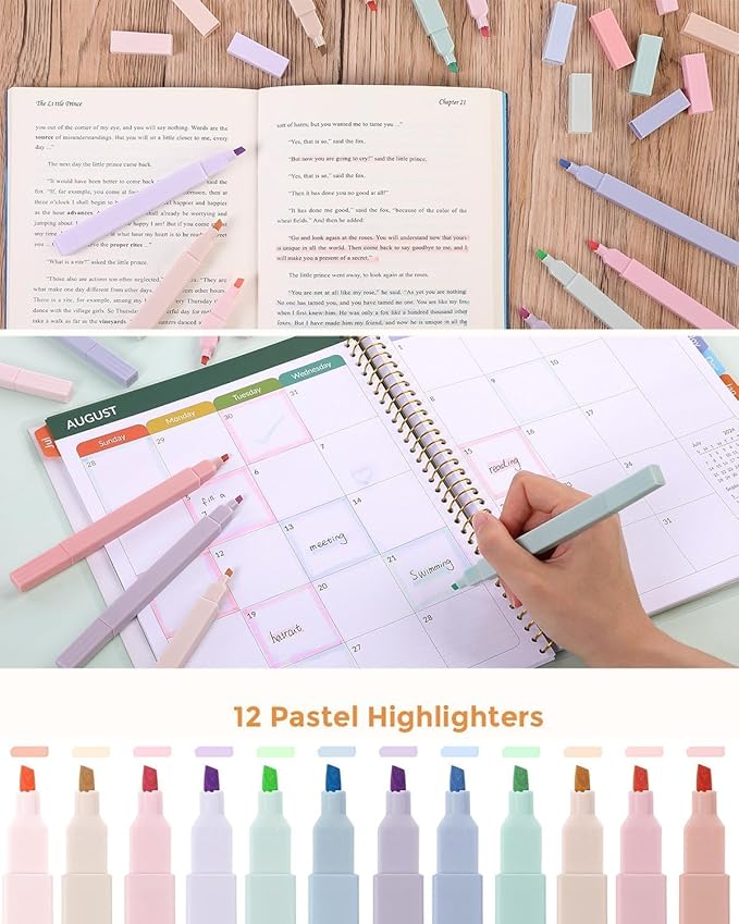 SKYDUE Cute School Supplies Kit, 38 PCS Aesthetic Stationery Set with Large Pencil Case, Pens, Mechanical Pencils, Highlighters & Sticky Notes for School, College Purple