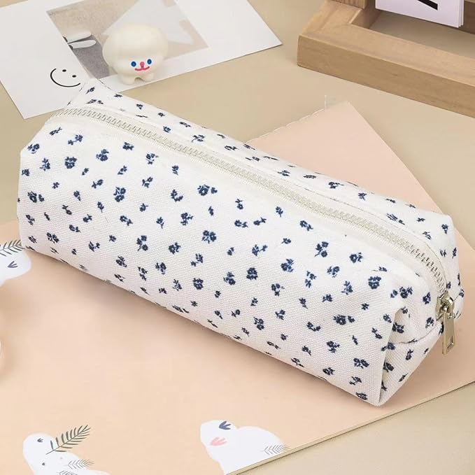 Cute Pencil Case Aesthetic Student Pencil Pouch Coin Pen Pouch Cosmetic Bag Office Stationery Organizer For Kids Teen School (Z-Rose)