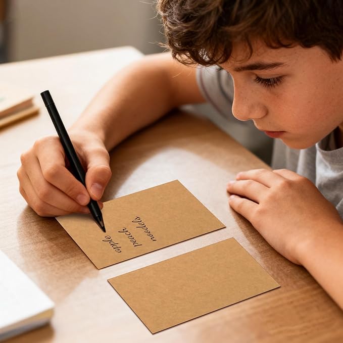 Bercoor 300 Pack Blank 3 x 5 Inch Index Cards, Heavy Study Cards, Note Cards for Office, School Learning, Kraft Paper