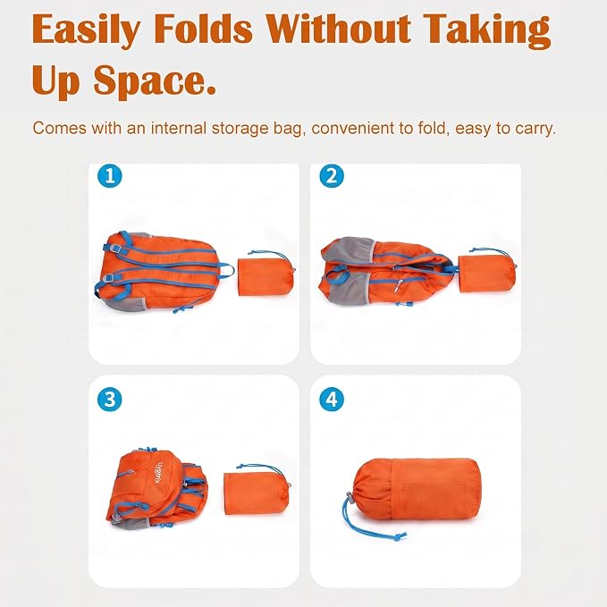 20L Water Resistant Foldable Packable Daypack Backpack | Lightweight Durable Portable Outdoor Travel Backpack for Women Men Camping Climbing Hiking Walking Sports Daily Commuting