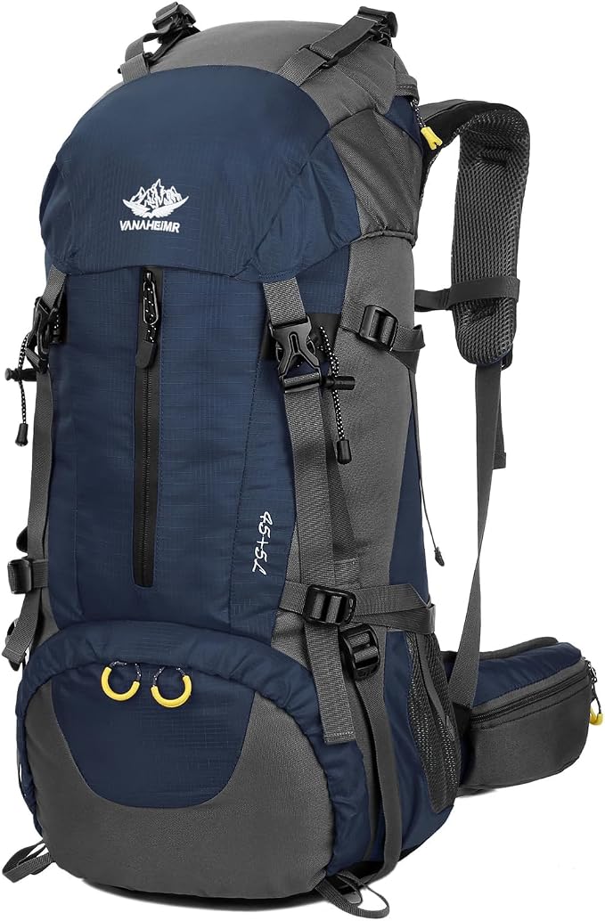 WoneNice 50L(45+5) Waterproof Hiking Backpack Outdoor Daypack w/Rain Cover