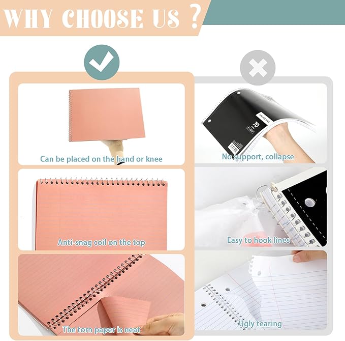 gisgfim 6 Pcs Morandi Top Bound Spiral Notebooks 8.5" x 11" College Ruled Aesthetic Legal Pad Steno Pads Colored Paper Assorted Covers Wirebound Notepad for Writing School Office Supplies