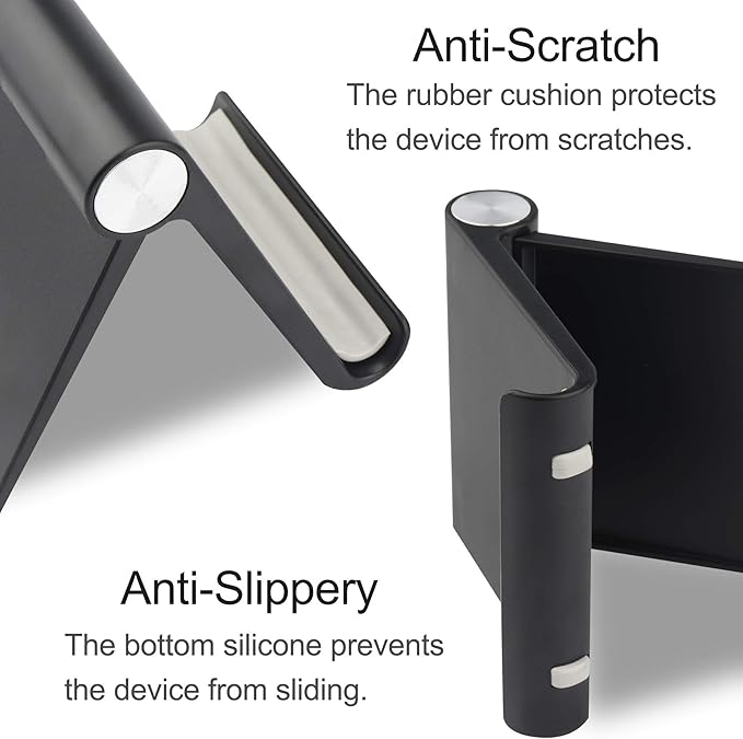 Mobile Phone Holder, Phone Stand Desk Desktop Mobile Holder Adjustable Foldable Portable Video Call Mount (1PH -Black)