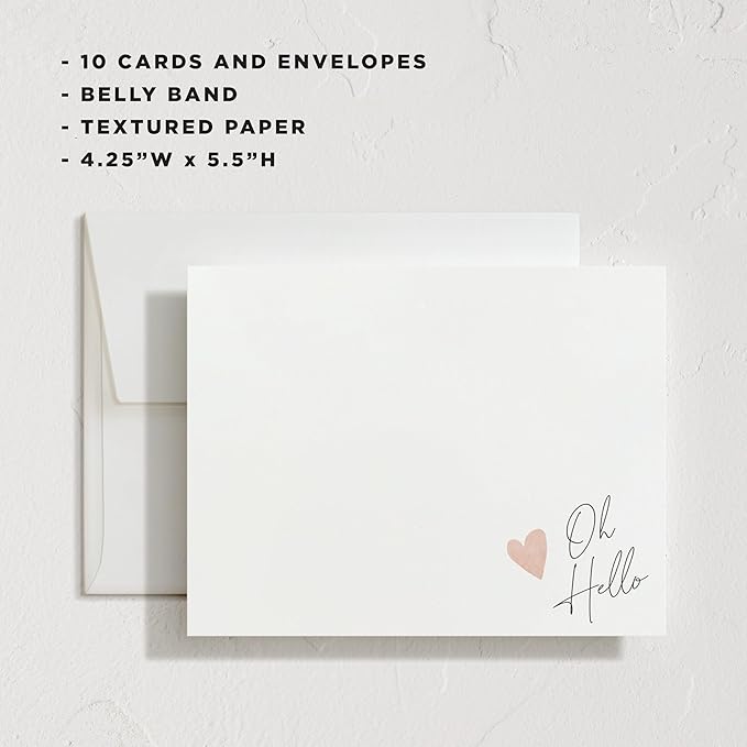 Minted Signed Heart Stationery Cards,10 Ct,Blank Cards and Envelopes For Thank You Notes, Invitations & Handwritten Messages, Note Cards Set, Gifts for Women, Blush Pink Color