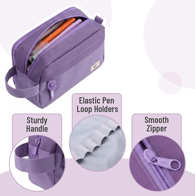 Mr. Pen- High Capacity Pencil Case, Large Pencil Pouch with 3 Compartments and 2 Pockets, Large Pencil Bag with Smooth Zipper, Cute Pencil Case Pouch Organizer, School Supplies for Teens