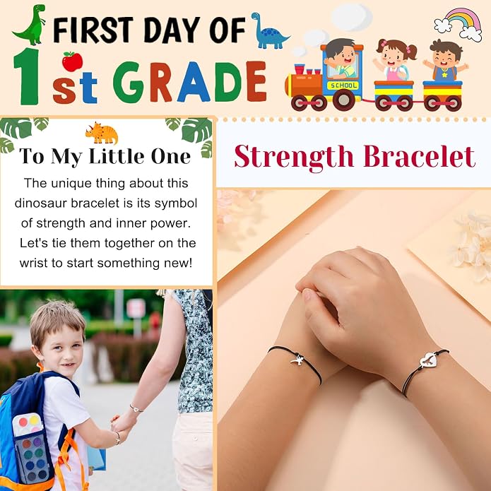 UNGENT THEM Back to School Bracelet Mother Son Dinosaur First Day of School Gifts for Boys Girls