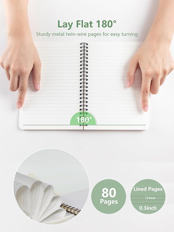 Boho Lined Spiral Notebook College Ruled - Forest Mountain Hardcover Spiral Notebook Journal for Work School Office, College Spiral Notebooks672