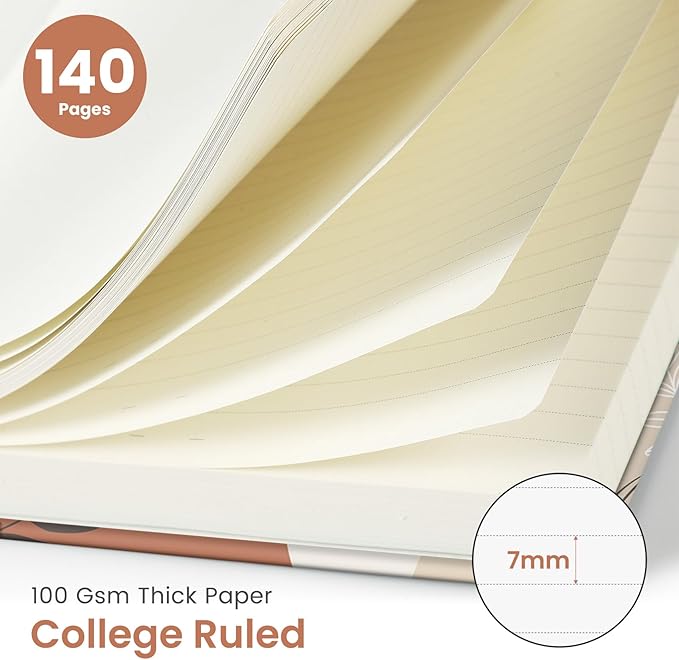 Taja Lined Spiral Journal Notebook for Women, A5 Cute College Ruled Hardcover Notebook for Work & Note Taking, Pretty Journal for Writing, 140 Pages, Abstract