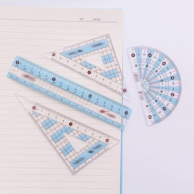 LABANCA 8 Pcs Compass Set with Protractor Rulers Pencil for Math Geometry (X-Blue)
