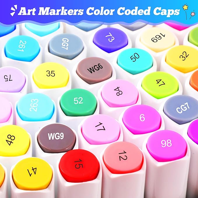 Taotree Alcohol Markers Set, 121 Colors Dual Tips Art Markers Pens Coloring Set, Fine tip & Chisel Drawing Art Supplies Kit, Coloring Drawing Pens Sketch Pens for Adults Artist, Painting Sketching