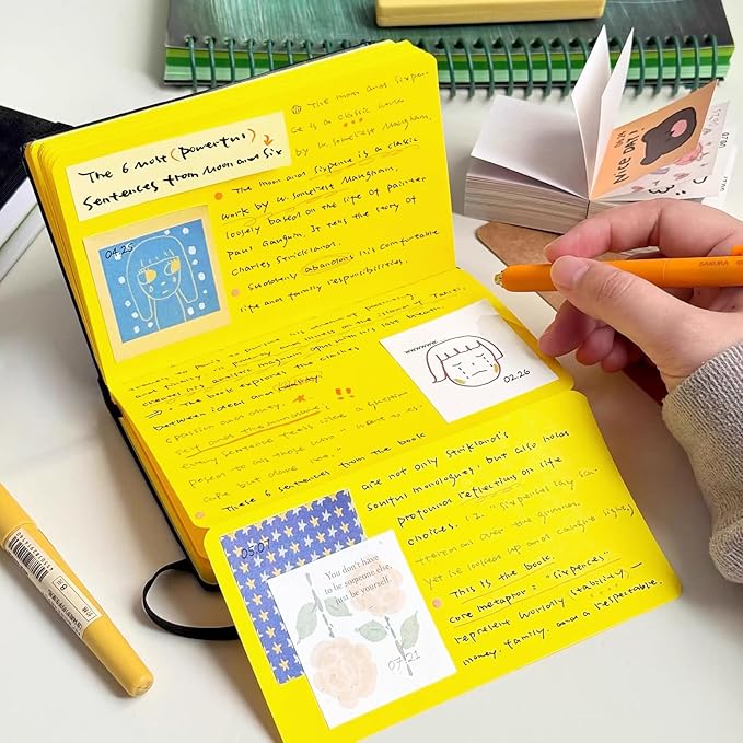 3.5x5.7inches Mixed Media Sketch Pad, 120GSM 32Sheets Folded Colored Paper Sketchbook for Drawing, Protable Hardcover Art Sketchbook for Painting, Writing, Journal.Yellow