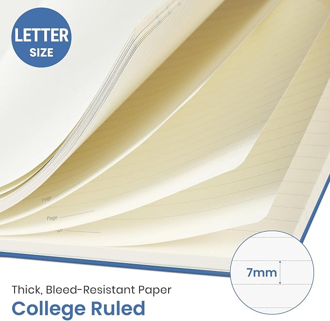 Taja Large Spiral Lined Notebook for Work, Journal for Women & Men