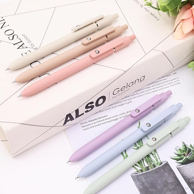 ACEES 6Pcs Gel Pens 0.5mm Fine Point Black Ink Pens With Smooth Writing,Quick Dry Pens For Journaling,Valentines Day Office Writing Supplies for Women Nurse(Macaron)