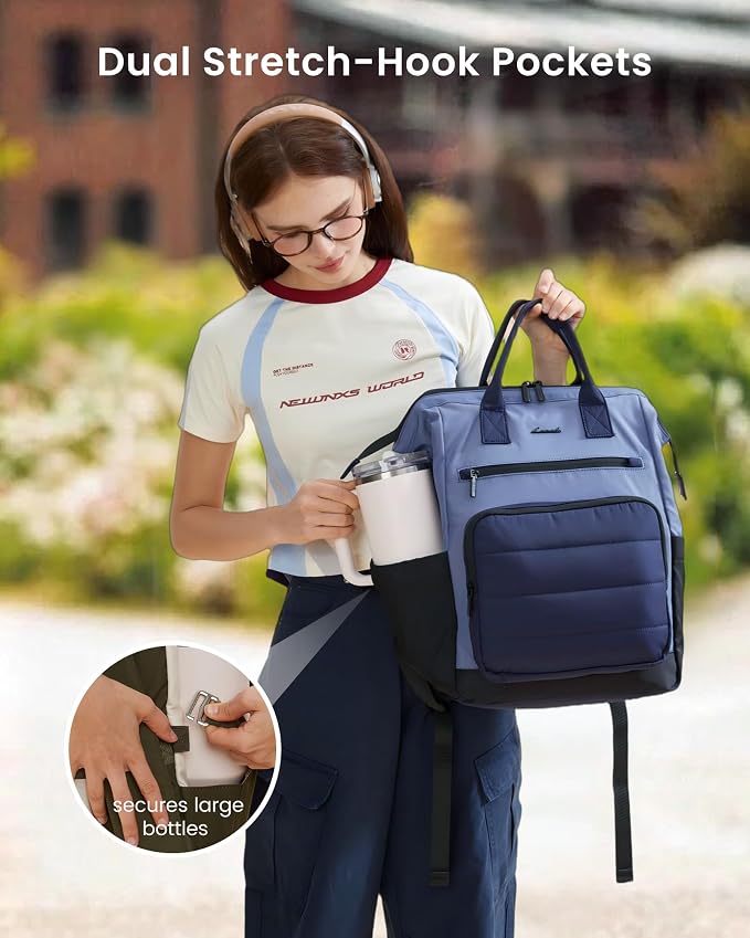 LOVEVOOK Puffer Laptop Backpack for Women, 17 Inch Work Backpack purse for Nurse Teacher, Personal Item Travel Bag College Computer Daypack for Daily Commute