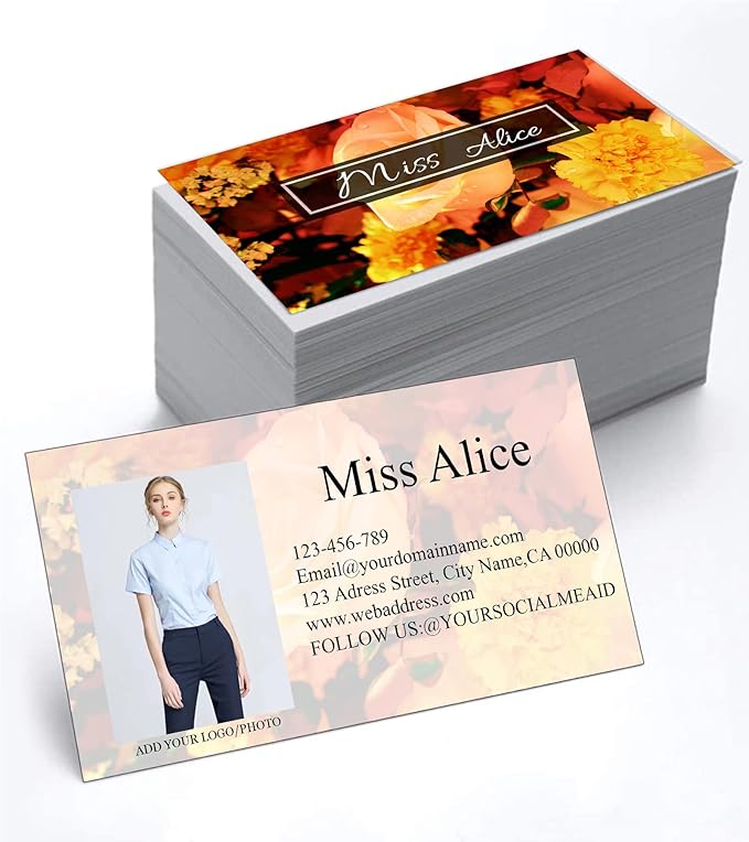 Customized Name Cards 500 PCS, Customized Design with Picture Texture All Business Designs cards No Additional Charge (Color-B)