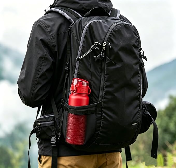 GOPPUS 20 Oz Insulated Stainless Steel Water Bottle BPA-Free Sports Water Bottle, Great for Travel, with Chug Lid - Leak & Sweat Proof with Anti-Dust Lid(Red)