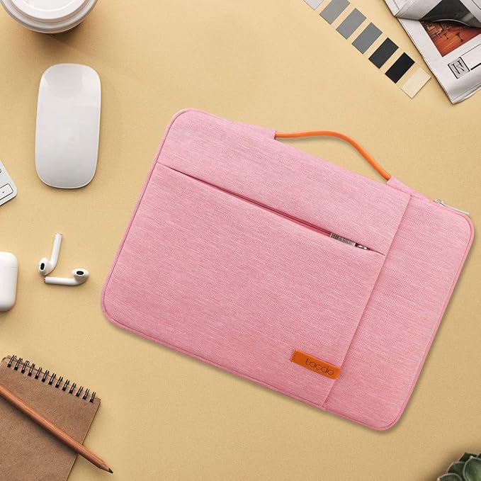 Lacdo 360° Protective Laptop Sleeve Case for 16 inch MacBook Pro M5 Pro/Max A3428 A3429 (2026), M4/M3/M2/M1 A3403 A3186 A2991 A2780 A2485 A2141, 15 inch Surface Laptop 7/6/5/4/3 Computer Bag, Peach